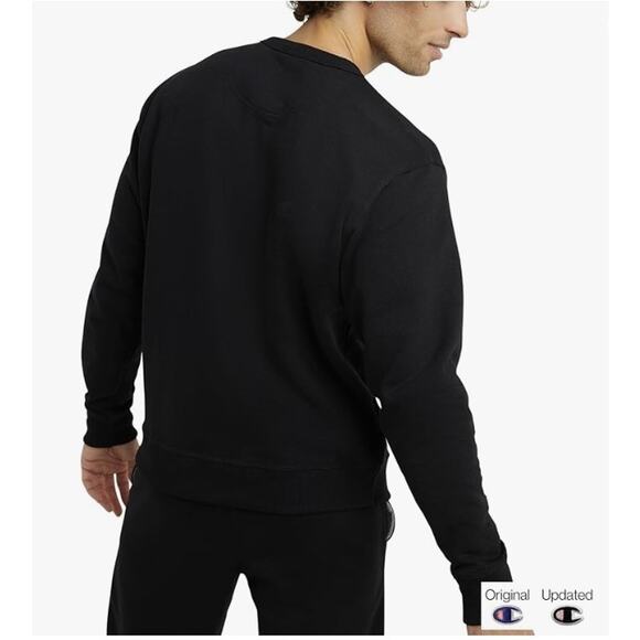 Champion Mens Power Blend Standard Fit Fleece Crewneck Sweatshirt Black XS - Picture 2 of 13